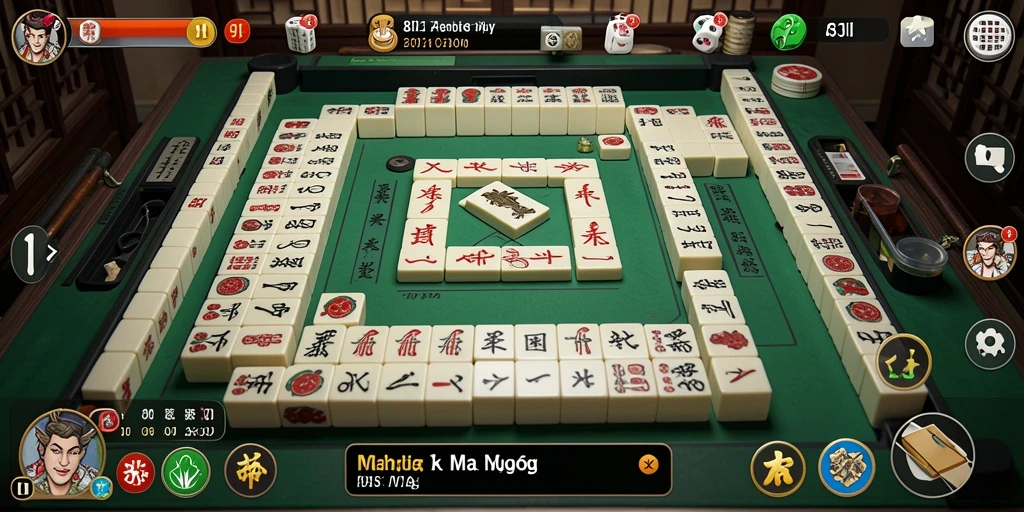 Gameplay Mahjong seru dengan tampilan ubin yang menarik.
