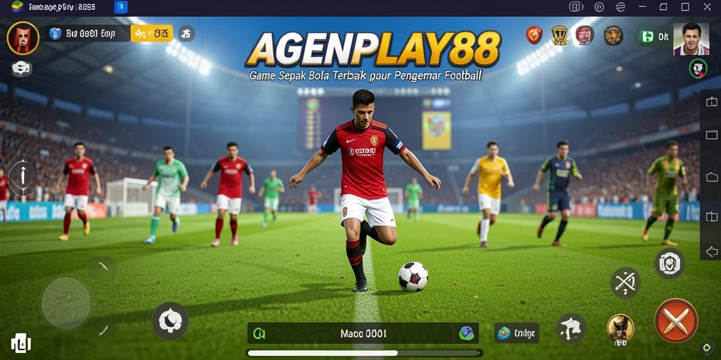 Tampilan gameplay AGENPLAY88 yang mendebarkan dengan aksi sepak bola tingkat tinggi.