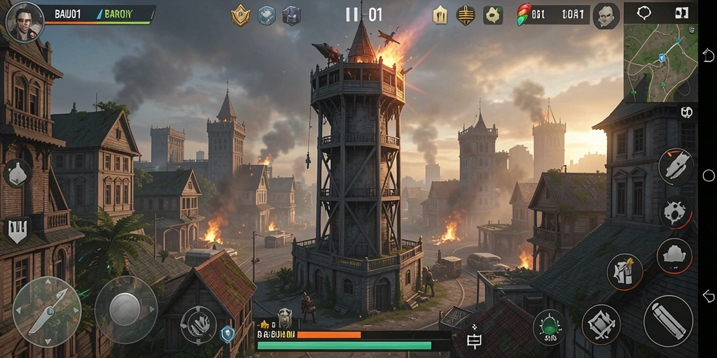 Tangkapan layar menunjukkan aksi menegangkan dalam game Tower Defense.