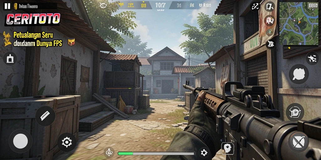 Tampilan gameplay <strong>CERITOTO</strong> yang mengesankan dalam pertempuran FPS.