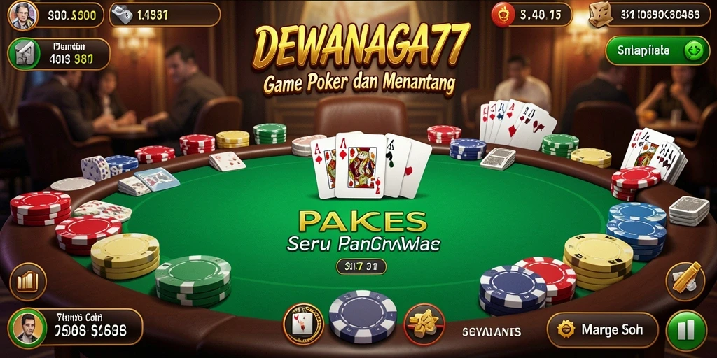 Screenshot gameplay DEWANAGA77 menunjukkan aksi seru dan mendebarkan dalam permainan Poker.