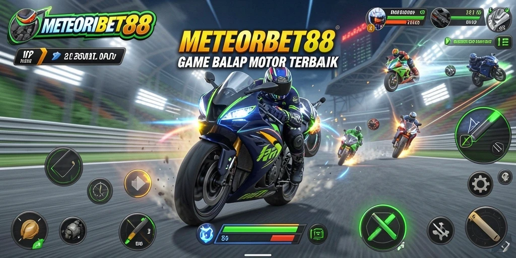 Tampilan gameplay balap motor yang mendebarkan dalam METEORBET88.